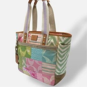 Vintage COACH patchwork bag with pebbled and suede leather